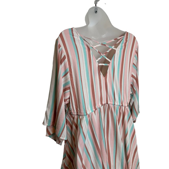 Torrid Dress Womens Tunic Colorful Stretch V Neck Elastic Waist Rayon Pink 0 - Picture 3 of 12